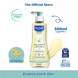 Mustela Stelatopia Cleansing Oil for Eczema-Prone Skin (fragrance-free) 500ml [EXP: 09/2024]