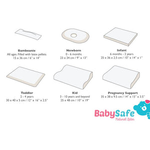 BabySafe Baby Pillow Stage 1 - Latex Newborn Pillow (with 1 case)